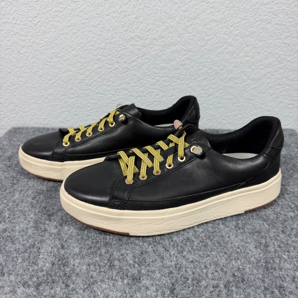Kizik Vegas Hands Free Sneakers Womens 8 Mens 6.5 Black Gold Leather EUC